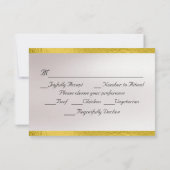 Herz, Tauben & Band - weiß/Gold RSVP Karte (Rückseite)