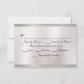 Herz, Tauben & Band - weiß/silber RSVP Karte (Rückseite)