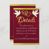 Herz & Tauben, QR-Code - Burgund/Gold Begleitkarte (Vorne/Hinten)