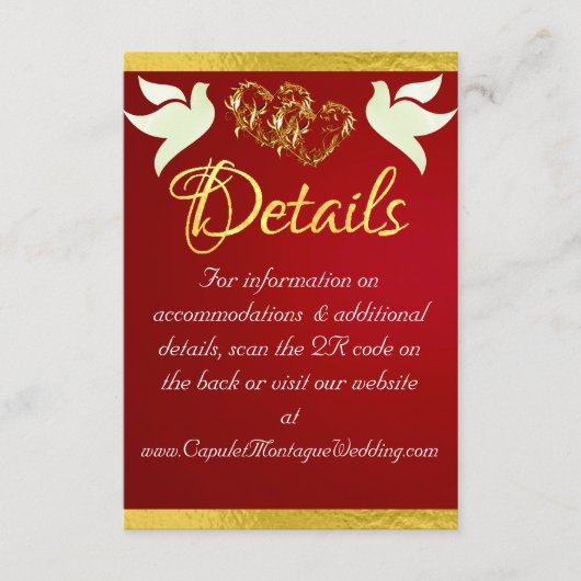 Herz & Tauben, QR-Code - Crimson/Gold Begleitkarte (Vorderseite)
