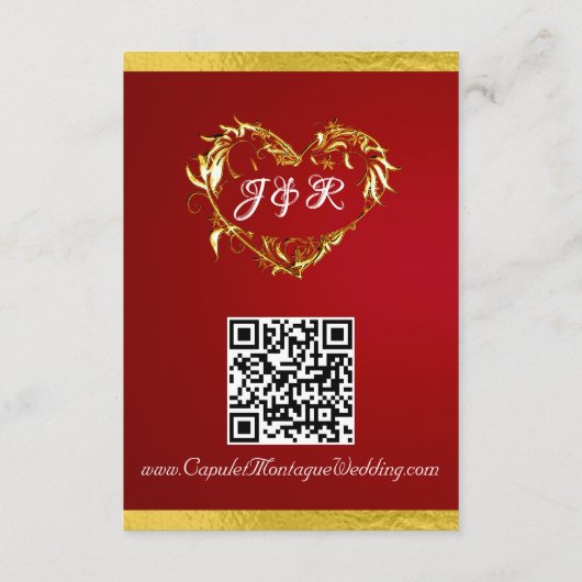 Herz & Tauben, QR-Code - Crimson/Gold Begleitkarte (Rückseite)