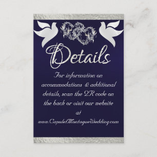 Herz & Tauben, QR-Code - Navy Blue/Silver Begleitkarte