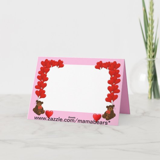 Herz & Teddy Bär auf rosa Karte (Rückseite)