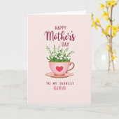 Herz Teetasse Muttertags Karte (Gelbe Blume)