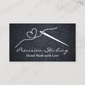 Herz-Thread-Nadel | Denim Material Visitenkarte (Vorderseite)