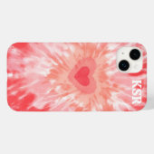 Herz-Tie-Dye-Monogramm  Case-Mate iPhone Hülle (Rückseite (Horizontal))