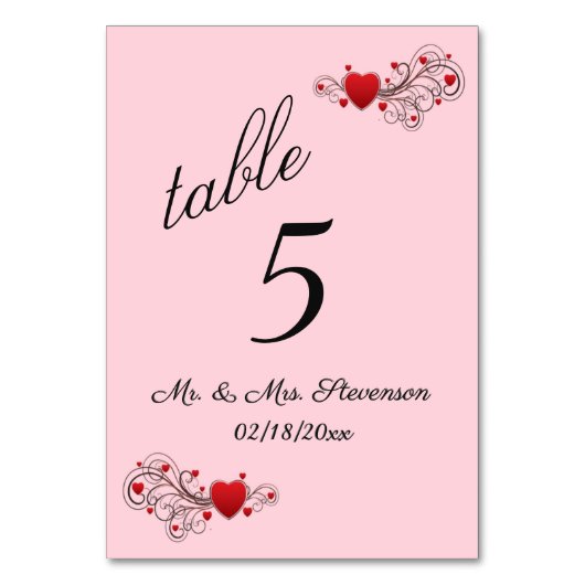 Herz-Tischnummer Tischnummer (Rückseite)