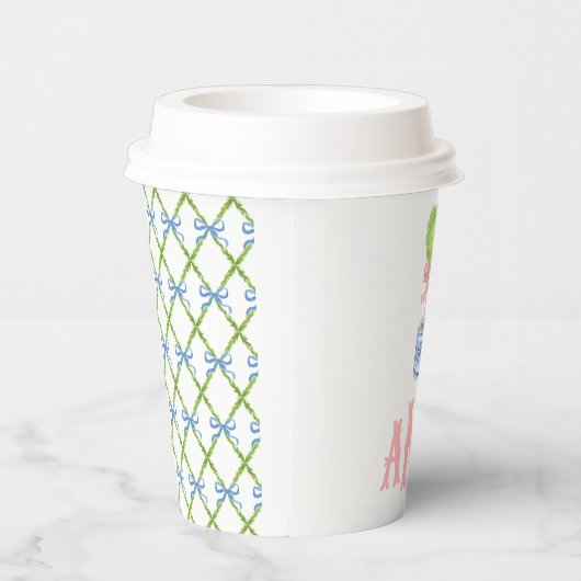 Herz Topiary Garden | Monogramm Pappbecher (Rechts)