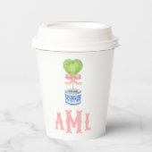 Herz Topiary Garden | Monogramm Pappbecher (Vorderseite)