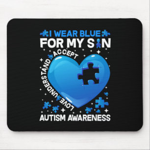 Herz trage ich Blau für mein Sohn Autismus Bewusst Mousepad