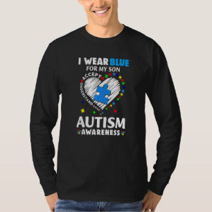 Herz trage ich Blau für meinen Sohn Autismus Sensi T-Shirt