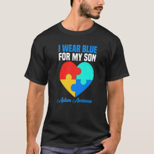 Herz trage ich Blau für meinen Sohn Autismus Sensi T-Shirt