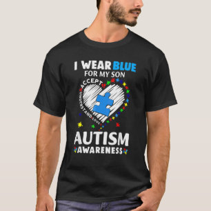 Herz trage ich Blau für meinen Sohn Autismus Sensi T-Shirt