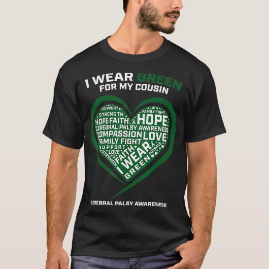 Herz trage ich Grün für meinen Cousin Cerebral Pal T-Shirt (Vorderseite)