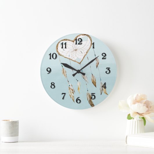 Herz-Traumfänger Große Wanduhr (Zuhause)