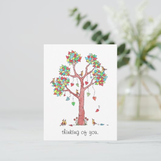 Herz Tree Denken Sie an Sie Postkarte (Stehend Vorderseite)