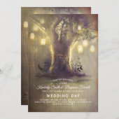 Herz Tree Mason Jar Lights Rustikale Hochzeit Einladung (Vorne/Hinten)