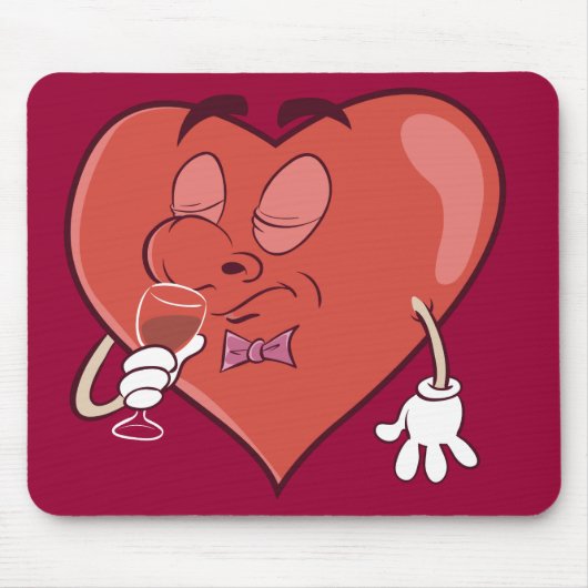 Herz-trinkender Wein Mousepad (Vorne)