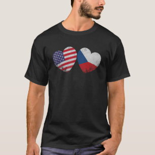 Herz Tschechien Amerikanische Flagge Patriotische T-Shirt