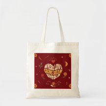 Herz-Typografie Romantische Boho-Tasche Geschenk