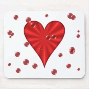 Herz u. Blasen (weiß) Mousepad