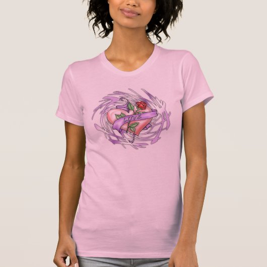 Herz u. Rose "LIEBE" T - Shirt (Vorderseite)