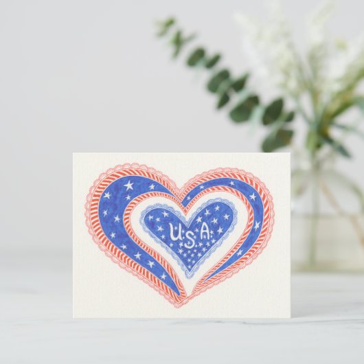 Herz U.S.A Postkarte (Stehend Vorderseite)