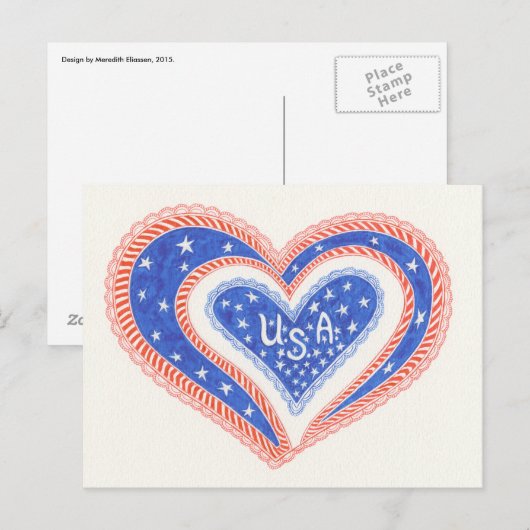 Herz U.S.A Postkarte (Vorne/Hinten)