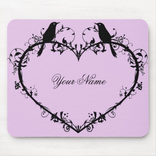 Herz-u. Vogel-Maus Auflage-Rosa Mousepad (Vorne)