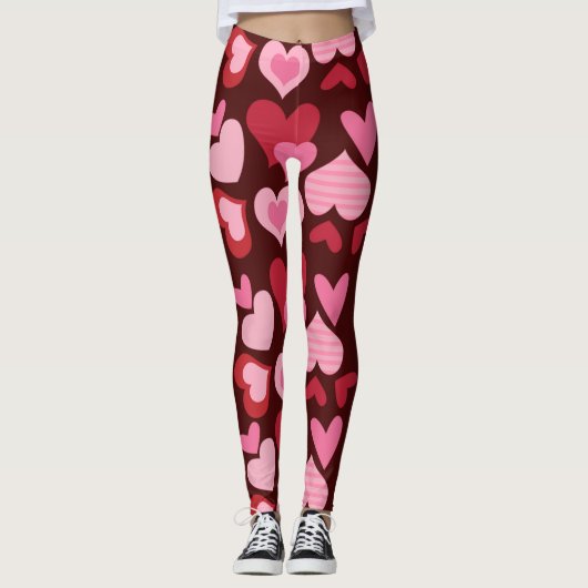 Herz über dunkelroten Hintergrund - für Valentinin Leggings (Vorderseite)