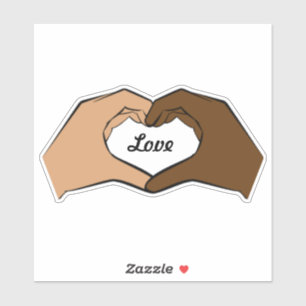 Herz übergibt Interracial Liebe Aufkleber