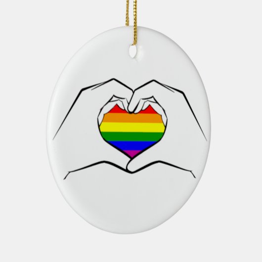 Herz übergibt Liebe LBGTQ+ STOLZ Verzierung Keramik Ornament (Rechts)