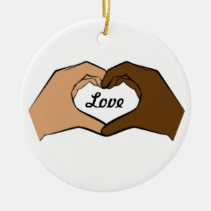 Herz übergibt Liebe-Verzierung Keramik Ornament