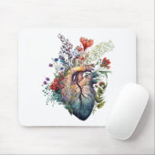 Herz überwuchert mit Blumen (Ausschnitt) - Anatomi Mousepad (Mit Mouse)