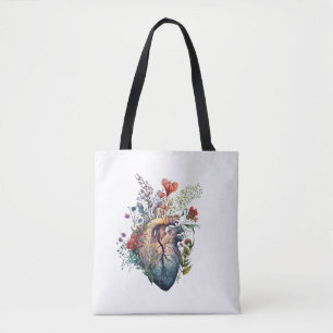 Herz überwuchert mit Blumen (Ausschnitt) - Anatomi Tasche