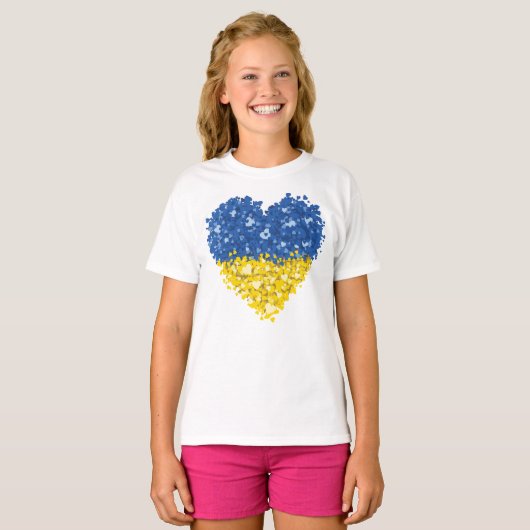 Herz Ukraine-Flagge, ukrainische Herzenflagge T-Shirt (Vorne ganz)