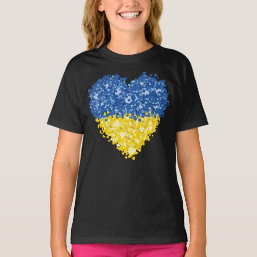 Herz Ukraine-Flagge, ukrainische Herzenflagge T-Shirt (Vorderseite)