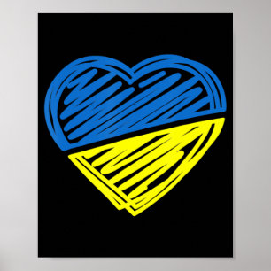 Herz Ukraine Ich stehe mit ukrainischer Flagge Poster