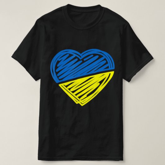 Herz Ukraine Ich stehe mit ukrainischer Flagge T-Shirt (Design vorne)