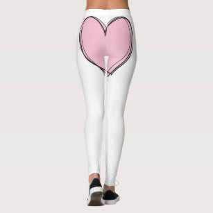 Weiße Leggings für Frauen mit rosa, Lila Herzen