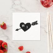 Herz und Arrow Monogram Cocktail Napkins Serviette (Beispiel)