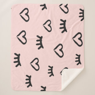 Herz und Augen: Grunge Vintage Sketch Sherpadecke
