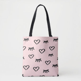 Herz und Augen: Grunge Vintage Sketch Tasche