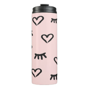 Herz und Augen: Grunge Vintage Sketch Thermosbecher