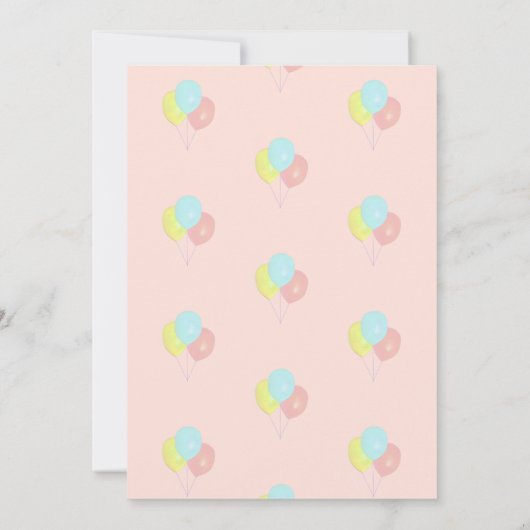 Herz und Ballons 13. Geburtstag Einladung (Rückseite)