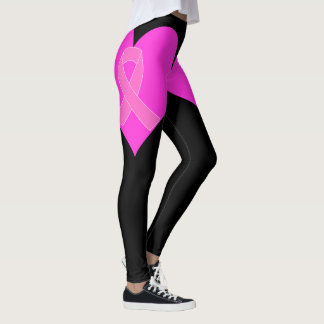 Herz-und Band-Brustkrebs-Wohltätigkeit-Entwurf Leggings
