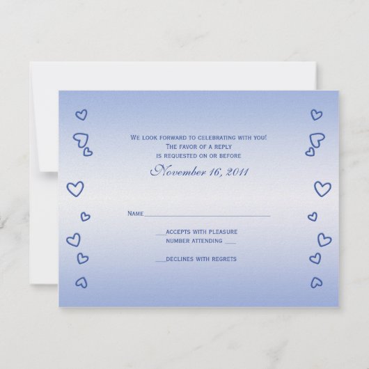 Herz und Bildlauf für Hochzeitstille RSVP Karte (Rückseite)