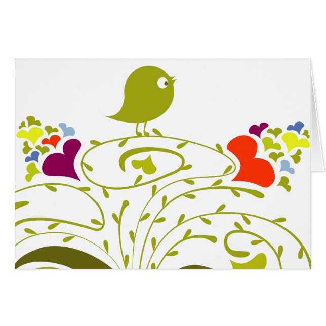 Herz und Birdie auf einem Niedlichen Baum (Vorderseite (Horizontal))