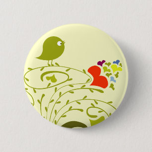 Herz und Birdie auf einem Niedlichen Baum Button