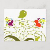 Herz und Birdie auf einem Niedlichen Baum Postkarte (Vorderseite)